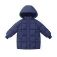 thumbnail image 1 of Riecok Hooded Puffer Jacket Kids with Pocket Long Sleeve Zip up Solid Color Winter Warm Casual Outwear Navy 6 Years, 1 of 4