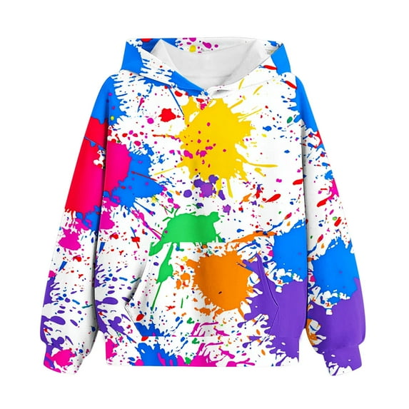 Riecok Hooded Sweatshirt Girls Long Sleeve Round Neck Cute Printed Kids Pullover Top Clothes for Girls and Boys Navy-10 130