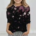 thumbnail image 1 of Riecok Hoodie Sweatshirt for Girls 3/4 Sleeve Crew Neck Casual Loose Hoodie Comfy Prints Lightfleece Lined Tops Trendy Clothes Hoodie Older Children Pullover Multicolor 3 T, 1 of 5