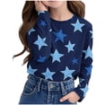 thumbnail image 1 of Riecok Hoodie Sweatshirt Girls Long Sleeve Crew Neck Casual Spring Clothes 2025 Warm Fitted Basic Lightfleece Lined Tops Trendy Clothes Hoodie Older Children Pullover Dark Blue 7 T, 1 of 8