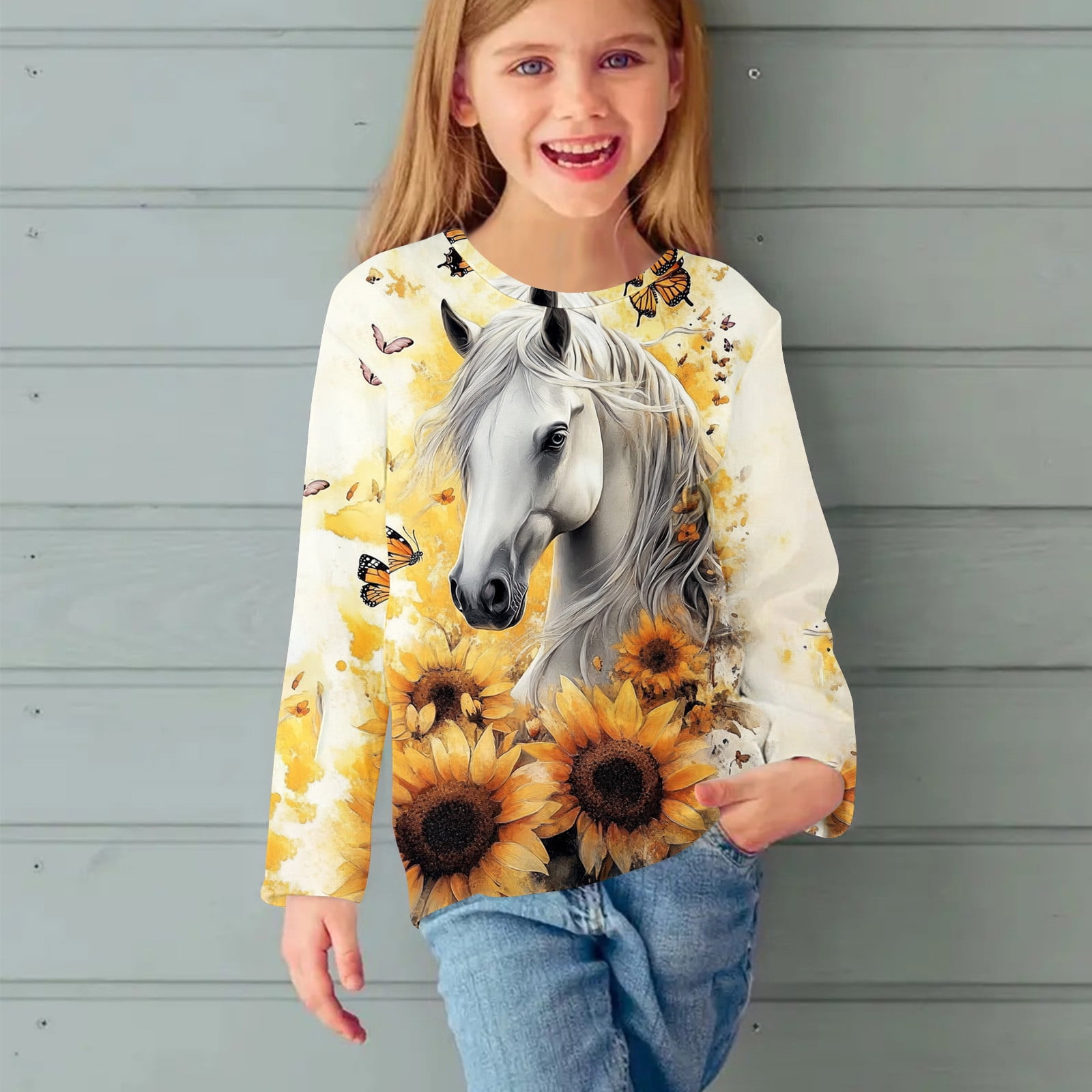 Hoodie Sweatshirt for Girls Long Sleeve Crewneck Casual Soft All-match Spring Clothes Warm Sports Shirt Trendy Outfits Sweatshirt Older Children Pullover Multicolor 170
