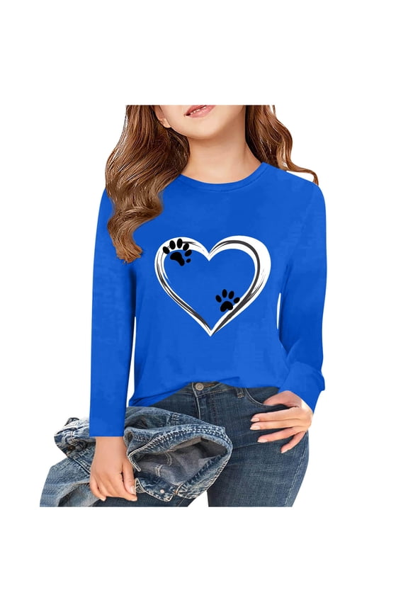 Hoodie for Toddler Girl Kids Sweatshirt Long Sleeve Crew Neck Casual Comfy Prints Pullover Spring Sports Shirt Trendy Outfits Sweatshirt Older Children Pullover Blue 7-8 T
