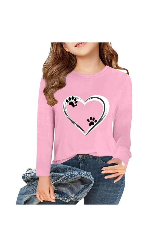 Hoodie for Toddler Girl Kids Sweatshirt Long Sleeve Crewneck Casual Comfy Prints Pullover Spring Sports Shirt Trendy Outfits Sweatshirt Older Children Pullover Pink 2-3 T