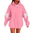 thumbnail image 1 of Riecok Hoodie for Women with Bows Long Sleeve Hooded Sweatshirts Drop Shoulder Drawstring Pullover Tops Casual Fall Clothes, 1 of 2