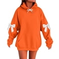 thumbnail image 1 of Riecok Hoodie for Women with Bows Long Sleeve Hooded Sweatshirts Drop Shoulder Drawstring Pullover Tops Casual Fall Clothes, 1 of 2