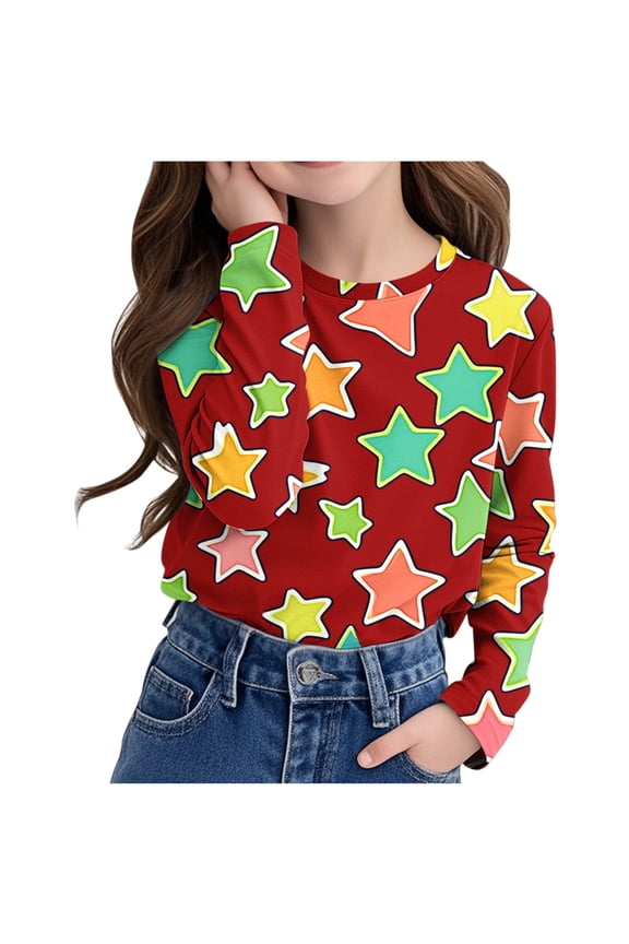 Hoodies for Teen Girls Long Sleeve Crew Neck Casual Pullover Spring Soft All-match Lightfleece Lined Tops Trendy Clothes Hoodie Sweatshirt Older Children Pullover Red 7 T