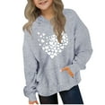 thumbnail image 1 of Riecok Hoodies for Girls Long Sleeve Round Neck Cute Printed Kids Pullover Top with Pocket Oversized Fleece Pocket Sweatshirt Tops Gray 5 Years, 1 of 4