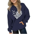 thumbnail image 1 of Riecok Hoodies for Girls Long Sleeve Round Neck Cute Printed Kids Pullover Top with Pocket Oversized Fleece Pocket Sweatshirt Tops Navy 13 Years, 1 of 4