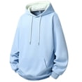thumbnail image 1 of Riecok Hoodies for Men Drawstring Solid Color Long Sleeve Tops with Pocket Comfortable Hooded Coat Blue 3XL, 1 of 3