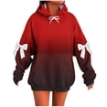 thumbnail image 1 of Riecok Hoodies for Women Long Sleeve Hooded Sweatshirts Bow Drop Shoulder Drawstring Pullover Tops Trendy Fall Clothes, 1 of 5