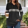 thumbnail image 1 of qelini Hoodies for Women Ribbed Pullover Hooded Long Sleeve Sweatshirts Colorblock Knitted Tops Dressy Warm Clothes, 1 of 5