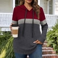 thumbnail image 1 of qelini Hoodies for Women Ribbed Pullover Hooded Long Sleeve Sweatshirts Colorblock Knitted Tops Dressy Warm Clothes, 1 of 5