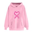 thumbnail image 1 of Riecok Hoodies for Women Ribbon Graphic Hooded Sweatshirt Long Sleeve Breast Cancer Shirts Holiday Tops with Pocket Pink 2XL, 1 of 4