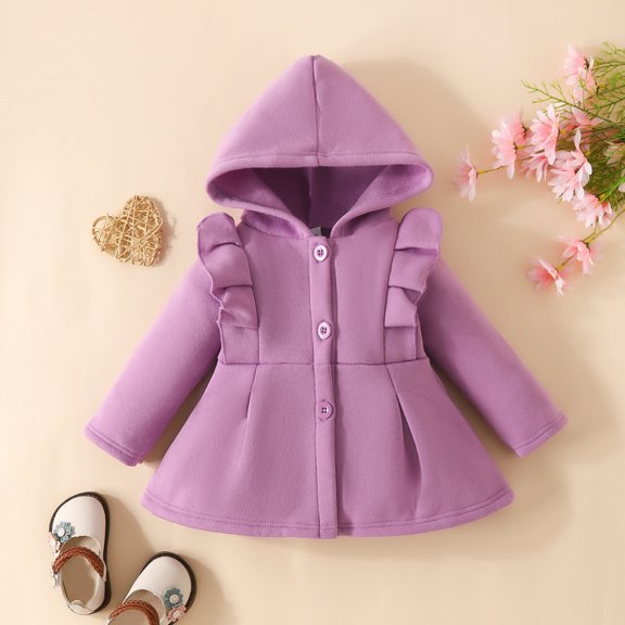 Riecok Jackets Girls Zip Up Padded Prints Thermal Tops Soft Outerwear Top Winter Clothes Warm Fitted Loose Lightweight Comfy Hoodie Hoodie Trendy Outfits Jackets Coat Purple 6M