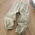 thumbnail image 1 of Riecok Jogger Sweatpants for Girls Elastic Waist with Pockets Solid Color Casual Trackpants Khaki 6 Years, 1 of 4