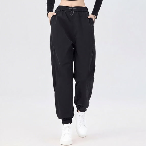 Riecok Joggers for Women High Waist Elastic Waist Baggy Solid Color Sport Lounge Trousers Loose Workout Joggers