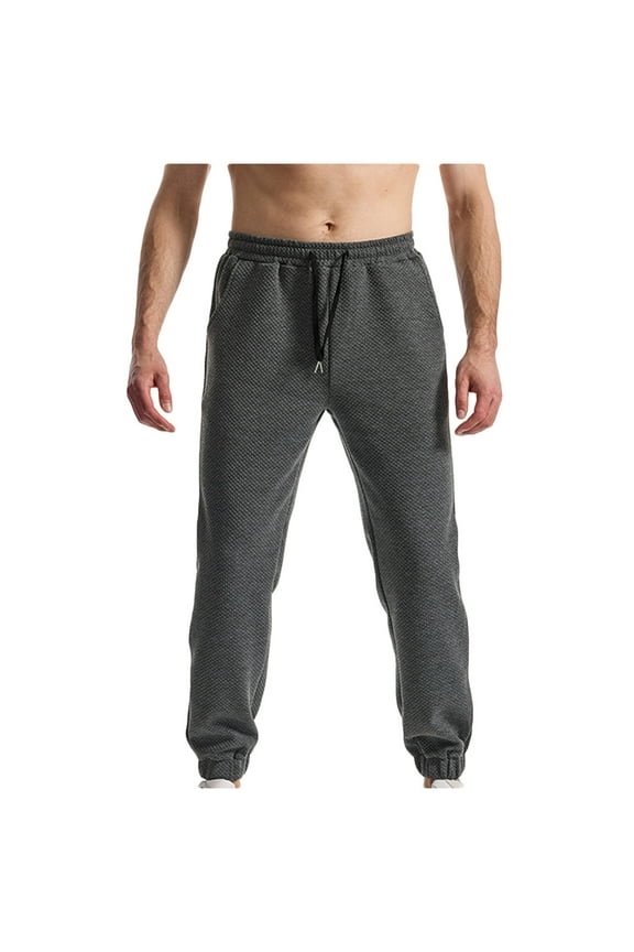 Jogging Pants for Men Elastic Waist Drawstring Active Athletic Solid Color Outdoor Running Jogger Pants with Pockets Dark Gray S