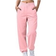 thumbnail image 1 of qelini Jogging Pants for Women Elastic Waist Drawstring Pants Solid Loose Joggers Casual Workout Trousers, 1 of 8