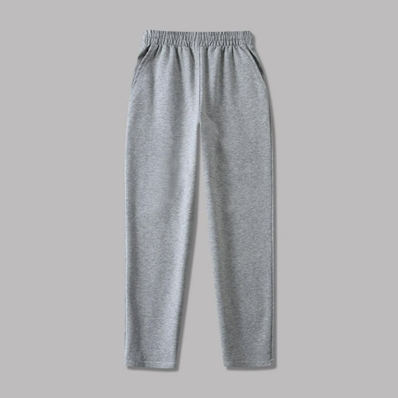 Riecok Kids Boys Girls Sweatpants Stretch Elastic Waist with Pockets Solid Color Casual Trackpants Gray 8 Years