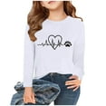 thumbnail image 1 of Riecok Kids Hoodies Girls Long Sleeve Crewneck Casual Loose Hoodie Comfy Prints Lightfleece Lined Tops Trendy Clothes Hoodie Sweatshirt Older Children Pullover White 14-15 T, 1 of 8