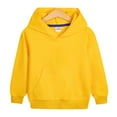 thumbnail image 1 of Riecok Kids Hoodies Sweatshirt Long Sleeves Round Neck Hooded Sweatshirts for Boys Girls Winter Casual Solid Color Toddler Pullover Sweatshirt with Pocket Yellow 4-5 Years, 1 of 5