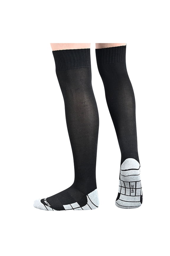Kids Soccer Socks Knee High Socks Sport Long Tube Sock Football Sports Socks for Boys Girls Comfort All-match Fitted Cotton Socks Double Needle Socks Kids' colorful socks for school Black S