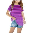thumbnail image 1 of Riecok Kids T-Shirts Short Sleeve 3-14 Years Short Sleeve Round Neck Graphic T-Shirt Fashion Girls And Boy T-Shirt Tee Indoor Outdoor Party Performance Summer Comfortable Purple 150, 1 of 4