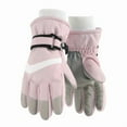 thumbnail image 1 of Riecok Kids Warm Gloves Water Resistant Elastic Wrist Solid Color Winter Cold Protection Mittens Pink S/4 Years, 1 of 2
