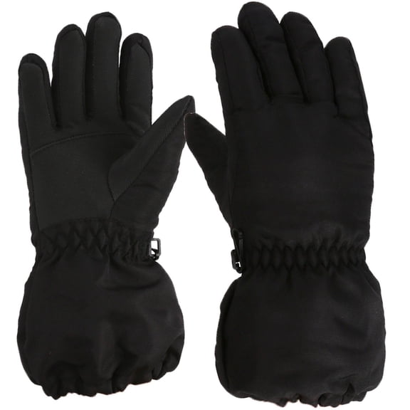 Riecok Kids Waterproof Gloves Windproof Elastic Wrist Solid Color Snowboard Warm Mittens for Boys Girls Black Free Size