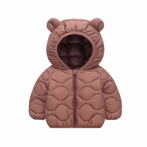 Riecok Kids Winter Coat with Pocket Long Sleeve Zip up Solid Color Outwear Jacket Clothes Coffee 4 Years