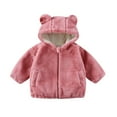 thumbnail image 1 of Riecok Kids Winter Jacket with Pocket Long Sleeve Zip up Bear Ear Everyday Casual Outwear Watermelon Red 2 Years, 1 of 8