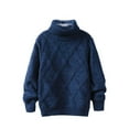 thumbnail image 1 of Riecok Kids Winter Sweater High Collar Long Sleeve Solid Color Fall Winter Warm Pullover Sweater Blue 140 9 Years, 1 of 3