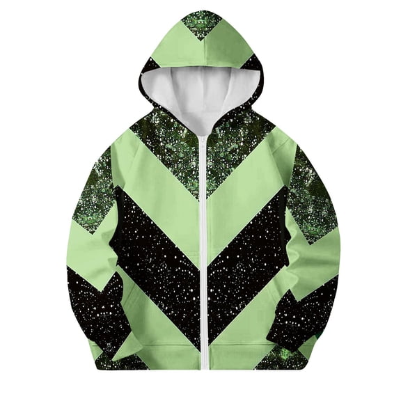 Riecok Kids Zip up Jacket with Pocket Long Sleeve Zip up Cute Print Fall Casual Coat Outwear Green 10 Years