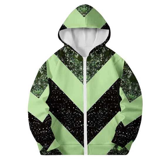 Riecok Kids Zip up Jacket with Pocket Long Sleeve Zip up Cute Print Fall Casual Coat Outwear Green 5 Years