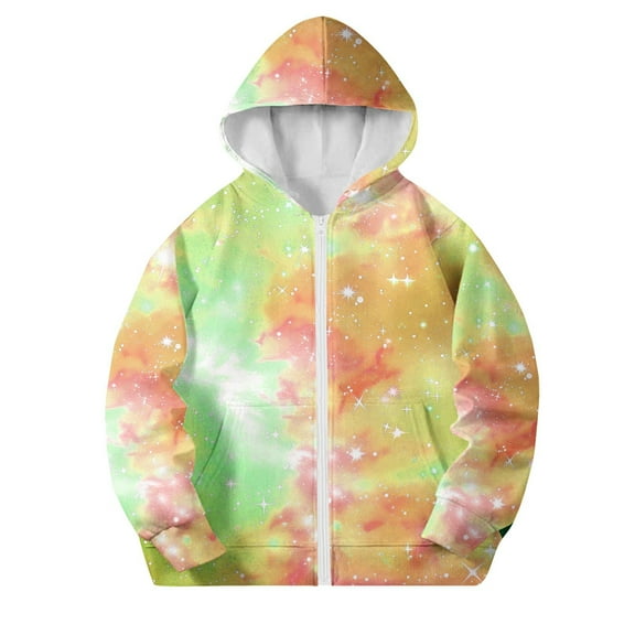 Riecok Kids Zip up Jacket with Pocket Long Sleeve Zip up Cute Print Fall Casual Coat Outwear Orange 4 Years