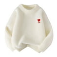 thumbnail image 1 of Riecok Knitted Sweater Kids Girls Crewneck Long Sleeve Solid Color Winter Warm Clothes for Kids Girls Boys White 7 Years, 1 of 7