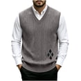 thumbnail image 1 of Riecok Knitted Vest for Men Sleeveless V Neck Pullover Sweaters Lightweight Solid Winter Tops with Pockets Khaki 3XL, 1 of 6