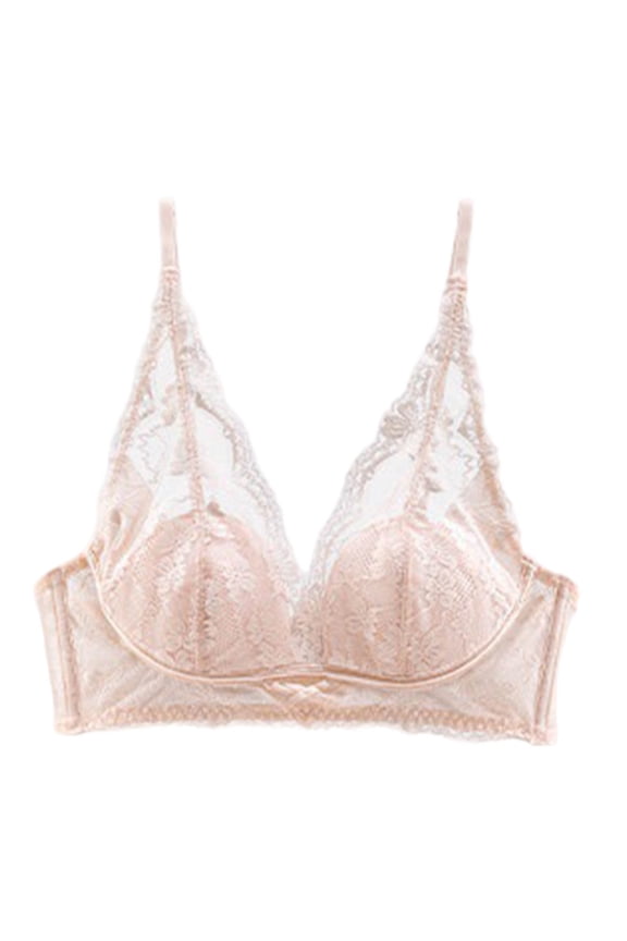 Lacy Bras for Women Plus Size Wireless Push up Bralette Supportive Breathable Comfortable Bras Khaki L