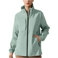thumbnail image 1 of Riecok Ladies Jackets Lightweight Collared Long Sleeve Jackets Zip Up Sport Coats with Pockets Casual Trendy Clothes, 1 of 5