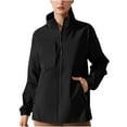 thumbnail image 1 of Riecok Ladies Jackets Lightweight Collared Long Sleeve Jackets Zip Up Sport Coats with Pockets Casual Trendy Clothes, 1 of 5