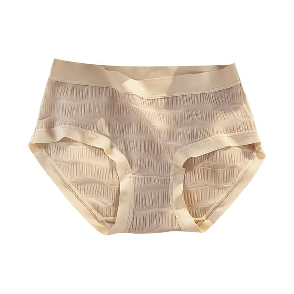 Riecok Ladies Stretch Panties Stretch Plus Size Plus Size Breathable Full Front Back Coverage Underwear Khaki L