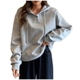 thumbnail image 1 of Riecok Lightweight Hoodies for Women Long Sleeve Hooded Sweatshirts Drawstring Pullover Tops Solid Casual Fall Clothes, 1 of 7