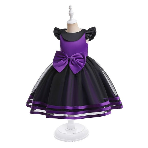 Riecok Little Girl Dress Princess Sleeveless Sequin Ruffle A Line Princess Dresses Halloween Birthday Party Kid Patchwork Tulle Skirt Formal Gown Dresses Purple 4 Years