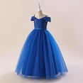 thumbnail image 1 of Riecok Little Girl Dress Princess Sleeveless Sequin Ruffle A Line Princess Dresses Halloween Birthday Party Kid Patchwork Tulle Skirt Formal Gown Dresses Blue 8 Years, 1 of 8