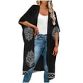 thumbnail image 1 of Riecok Long Cardigan Cover Up for Women Short Sleeve Open Front Cover Ups Breathable Summer Vacation Cardigans, 1 of 5