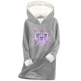 thumbnail image 1 of Riecok Long Hoodies for Women Plus Size Crewneck Long Sleeve Hooded Sweatshirts Fleece Lined Tops Baggy Winter Clothes, 1 of 3