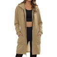 thumbnail image 1 of Riecok Long Jackets for Women Long Sleeve Hooded Jackets Zip Up Coats with Pockets Solid Color Casual Cozy Clothes, 1 of 4