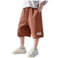 thumbnail image 1 of Riecok Long Shorts for Boys Summer Loose Crop Sweatshorts Solid Lightweight Casual Workout Clothes with Pocket, 1 of 6