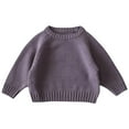 thumbnail image 1 of Riecok Long Sleeve Sweater Kids Crewneck Pullover Solid Color Little Boys Girls Fall Winter Clothes Purple 6 Mon Yearshs, 1 of 4