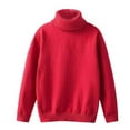 thumbnail image 1 of Riecok Sweater Kids Boys High Collar Long Sleeve Solid Color Fall Winter Warm Pullover Sweater Red 150 11 Years, 1 of 3